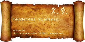 Kenderesi Vladimir névjegykártya